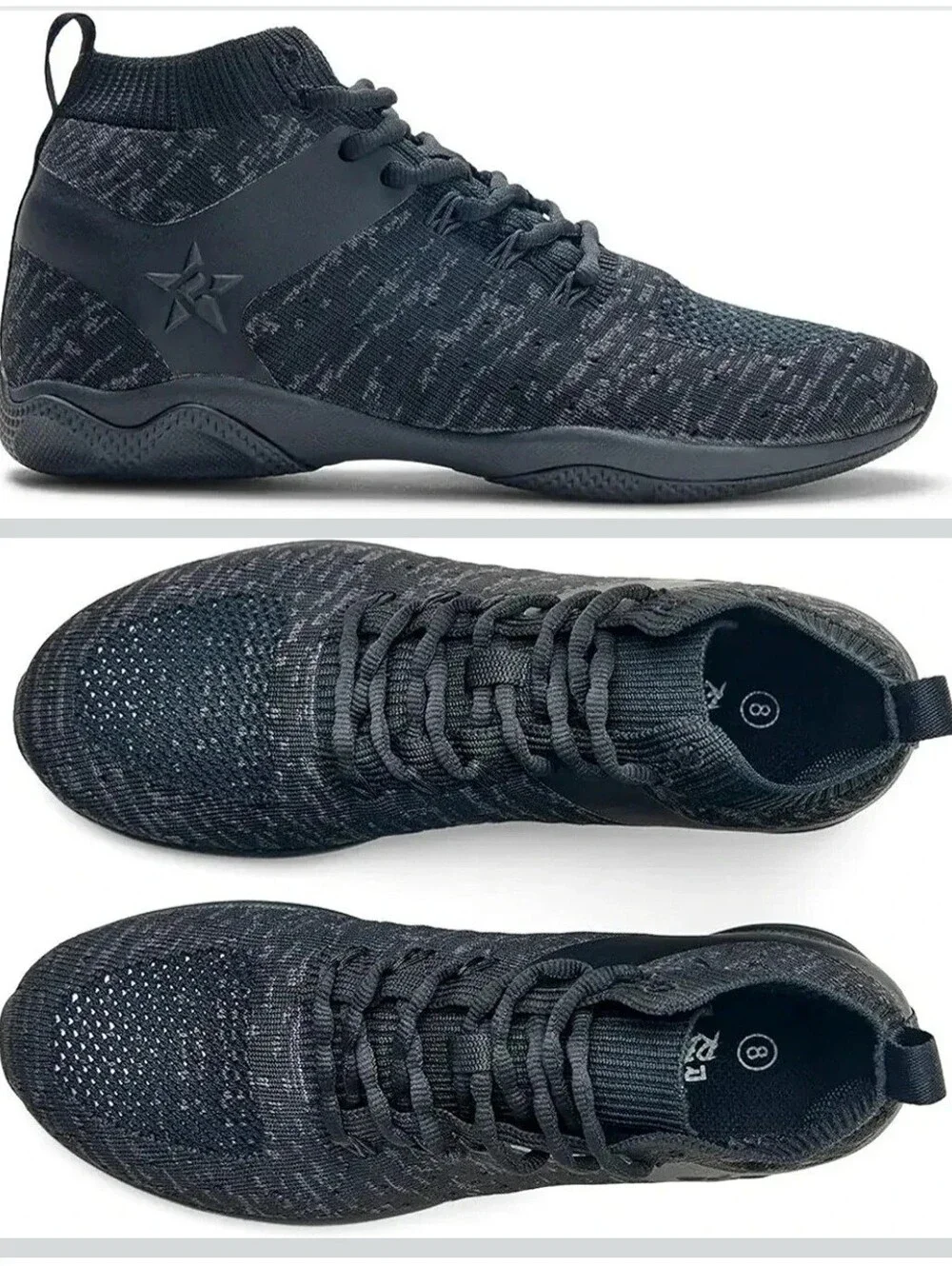 Rebel Revolution Black Cheer Knit Fabric Athletic Shoes Wmn Size 38 US 7 Lace Up
